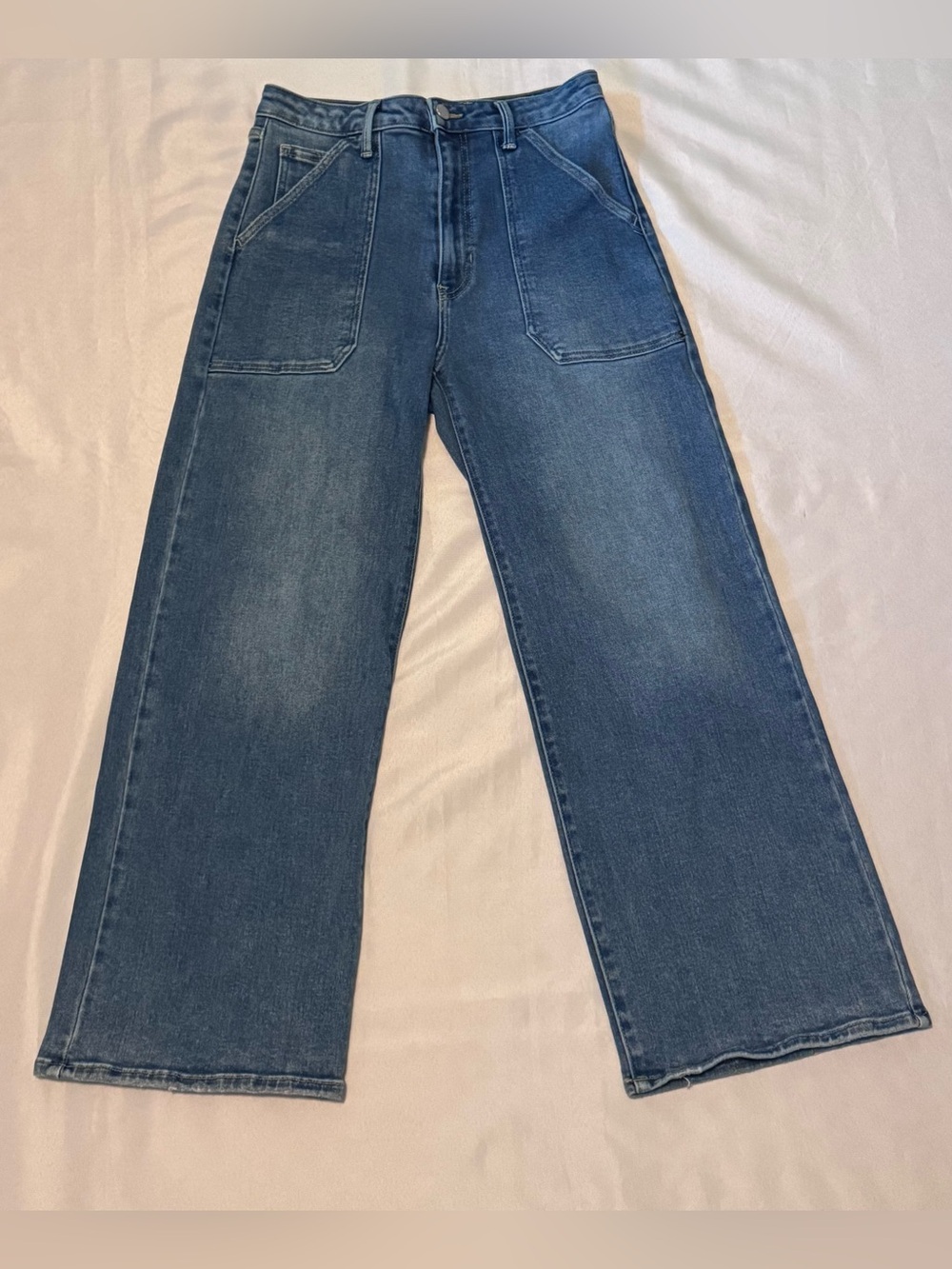 JUST BLACK DENIM Patch Pockets High Rise Cargo Pocket Wide Leg Size 28 EUC - Picture 2 of 4